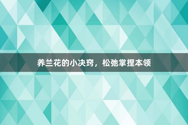 养兰花的小决窍，松弛掌捏本领