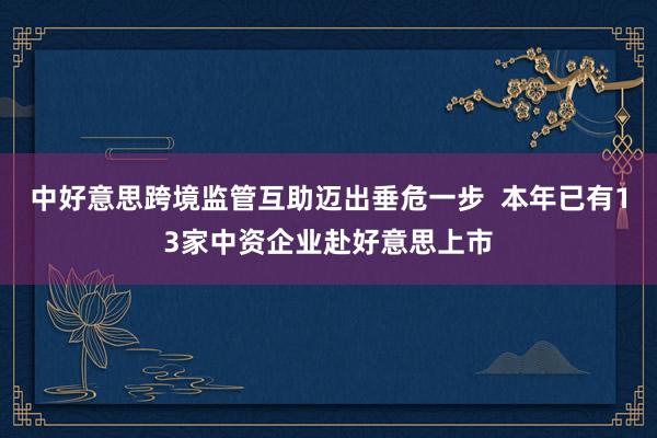 中好意思跨境监管互助迈出垂危一步  本年已有13家中资企业赴好意思上市