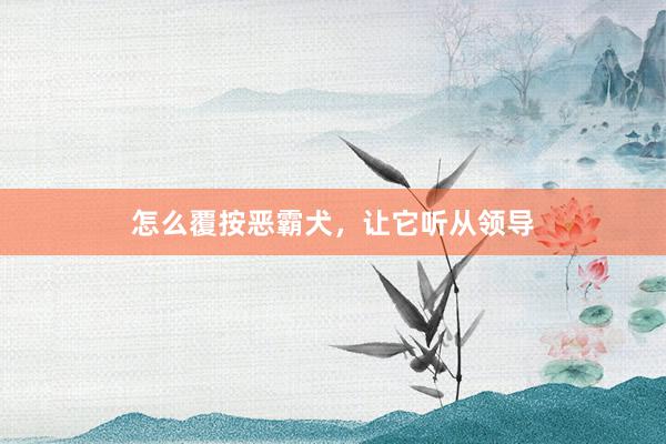 怎么覆按恶霸犬，让它听从领导