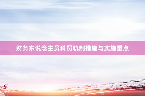 财务东说念主员科罚轨制措施与实施重点